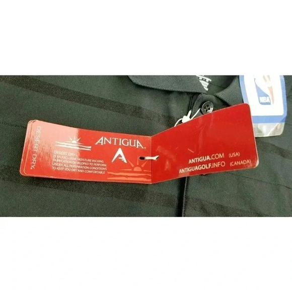 Antigua Size Medium Men's NBA Brooklyn Nets Black Short Sleeve Desert Dry Polo - Picture 10 of 15